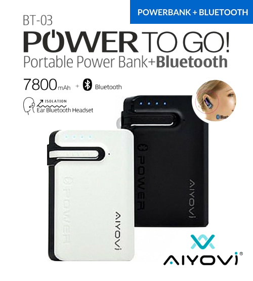 Aiyovi BT-03 7800mAh Earset Portable Power Bank with Bluetooth Earpiece